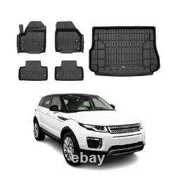 Kit Tapis de Sol et Coffre pour Land Rover Range Rover Evoque 2011-2018 TPE Noir